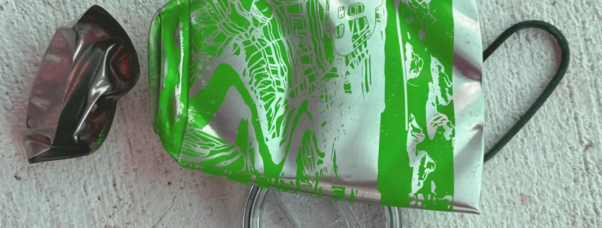 Crushed aluminum cans.