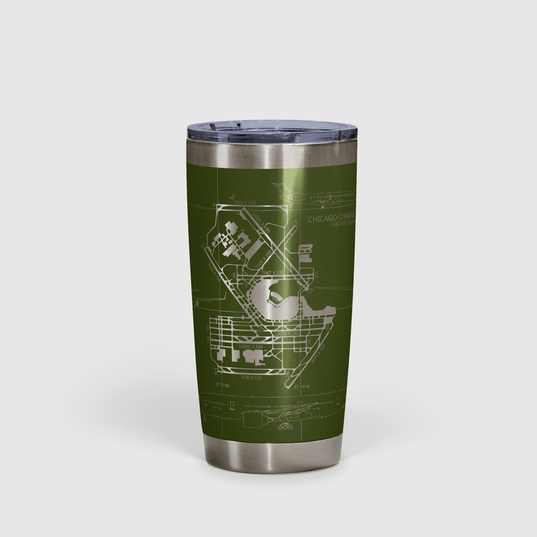 Chicago O'hare (ORD) Airport Diagram Tumbler 20oz