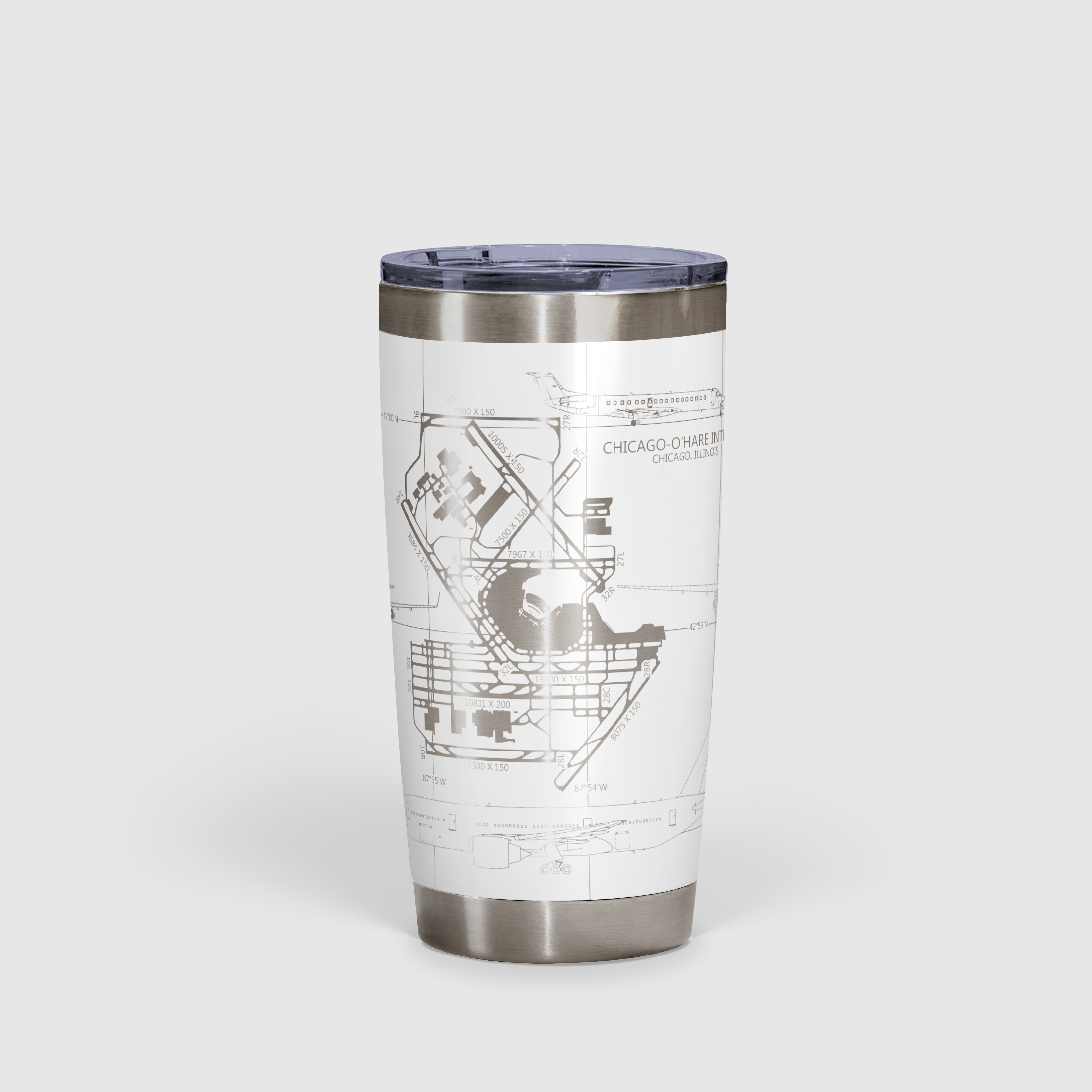 Chicago O'hare (ORD) Airport Diagram Tumbler 20oz