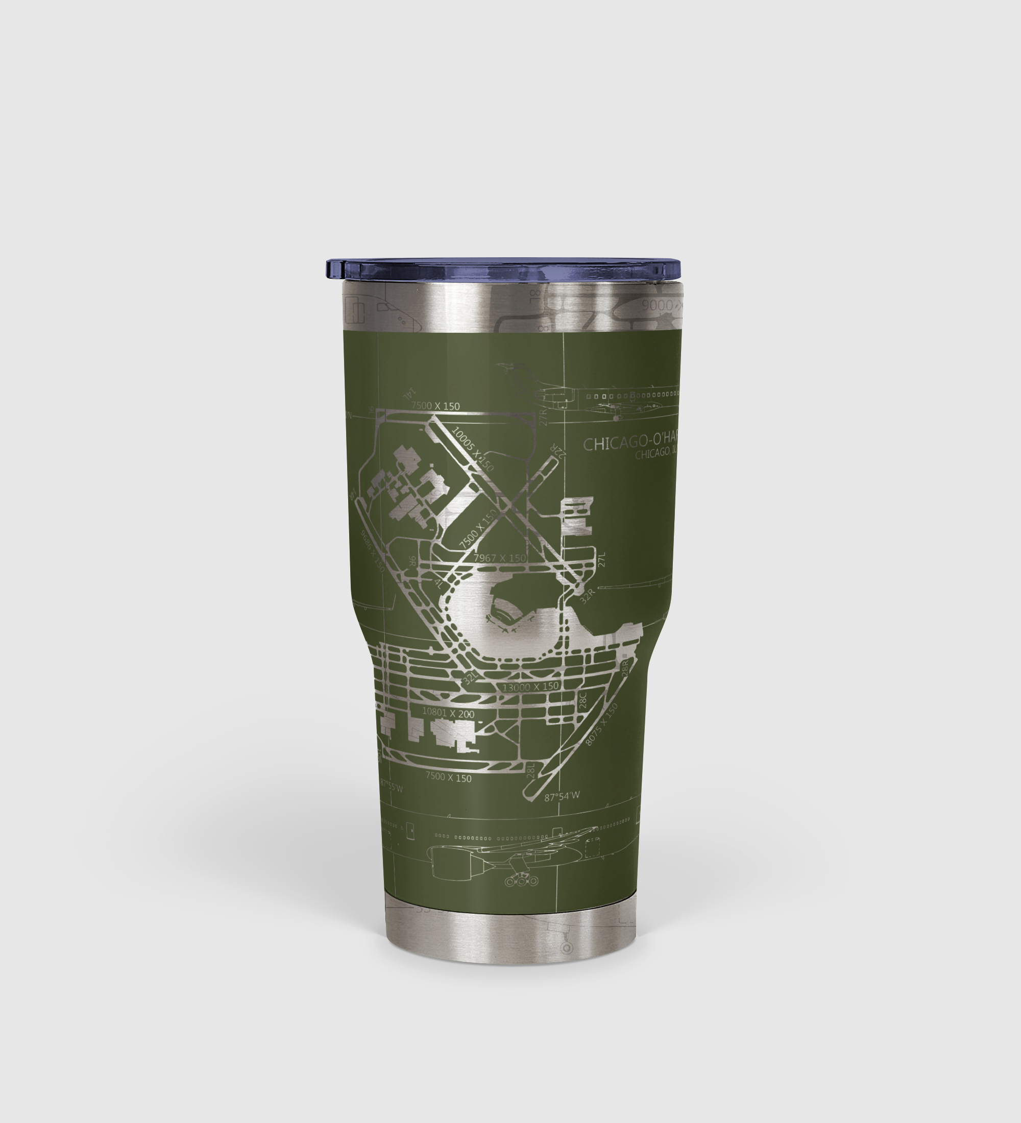 Chicago O'hare (ORD) Airport Diagram Tumbler 30oz