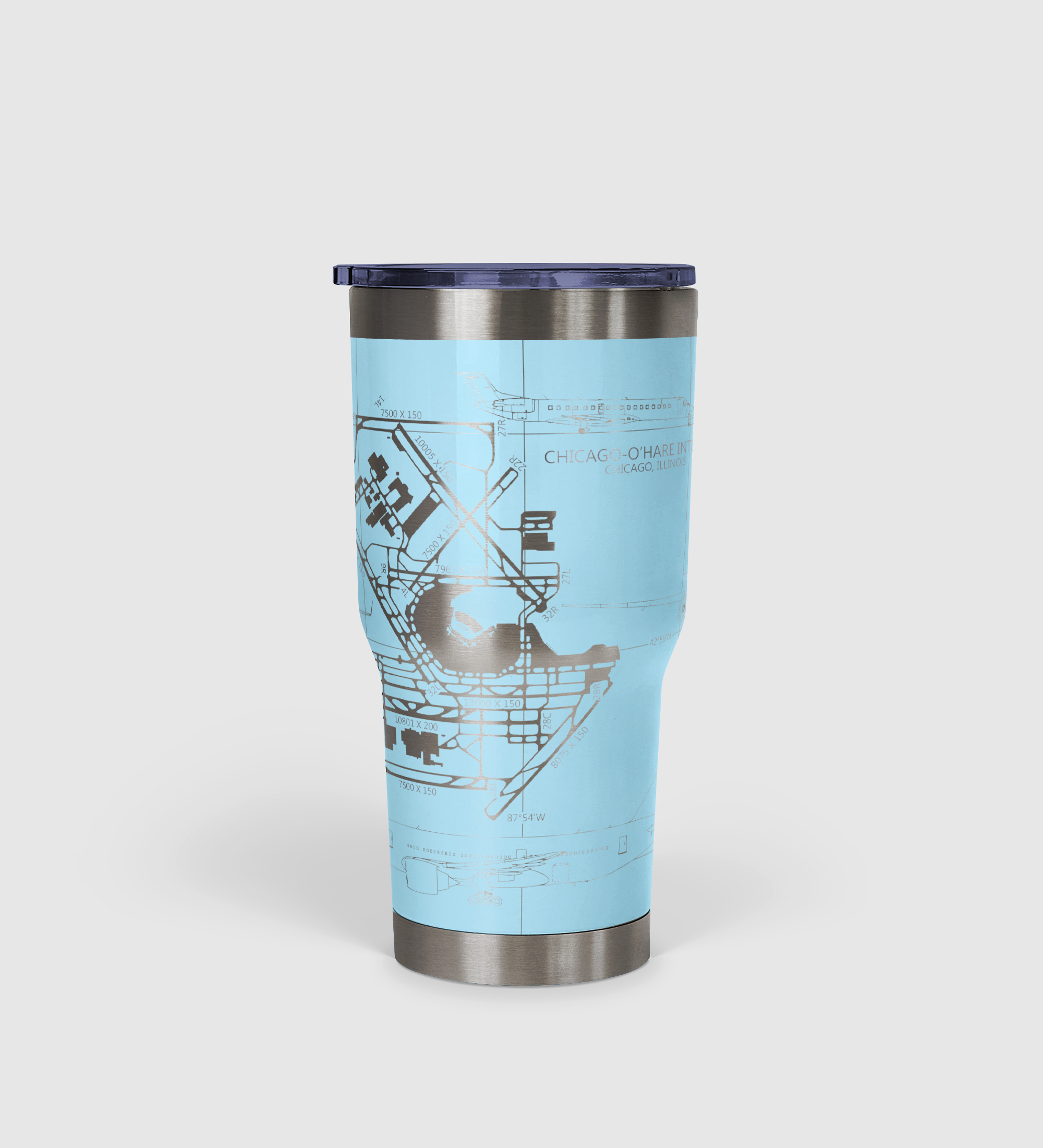 Chicago O'hare (ORD) Airport Diagram Tumbler 30oz