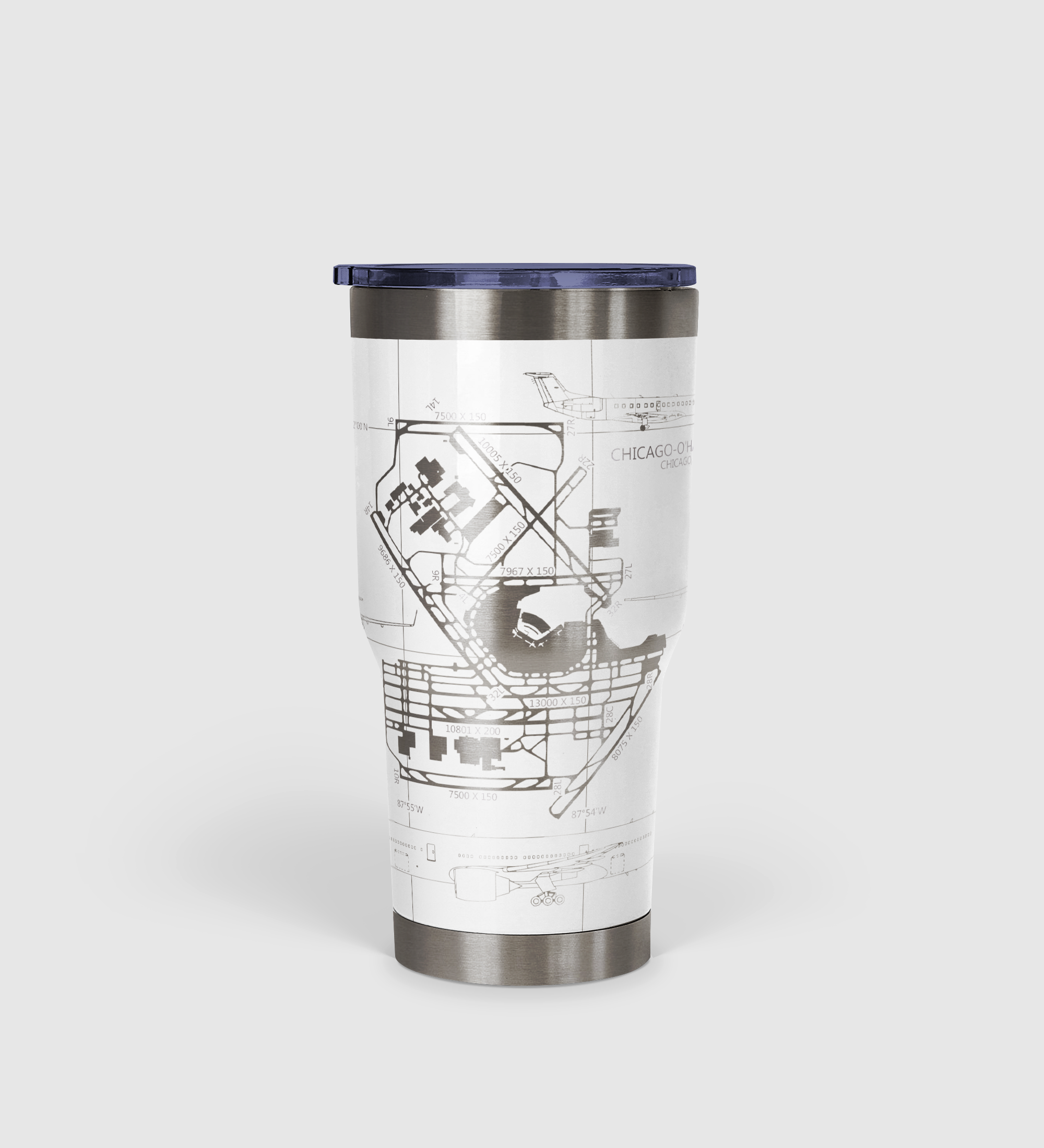 Chicago O'hare (ORD) Airport Diagram Tumbler 30oz